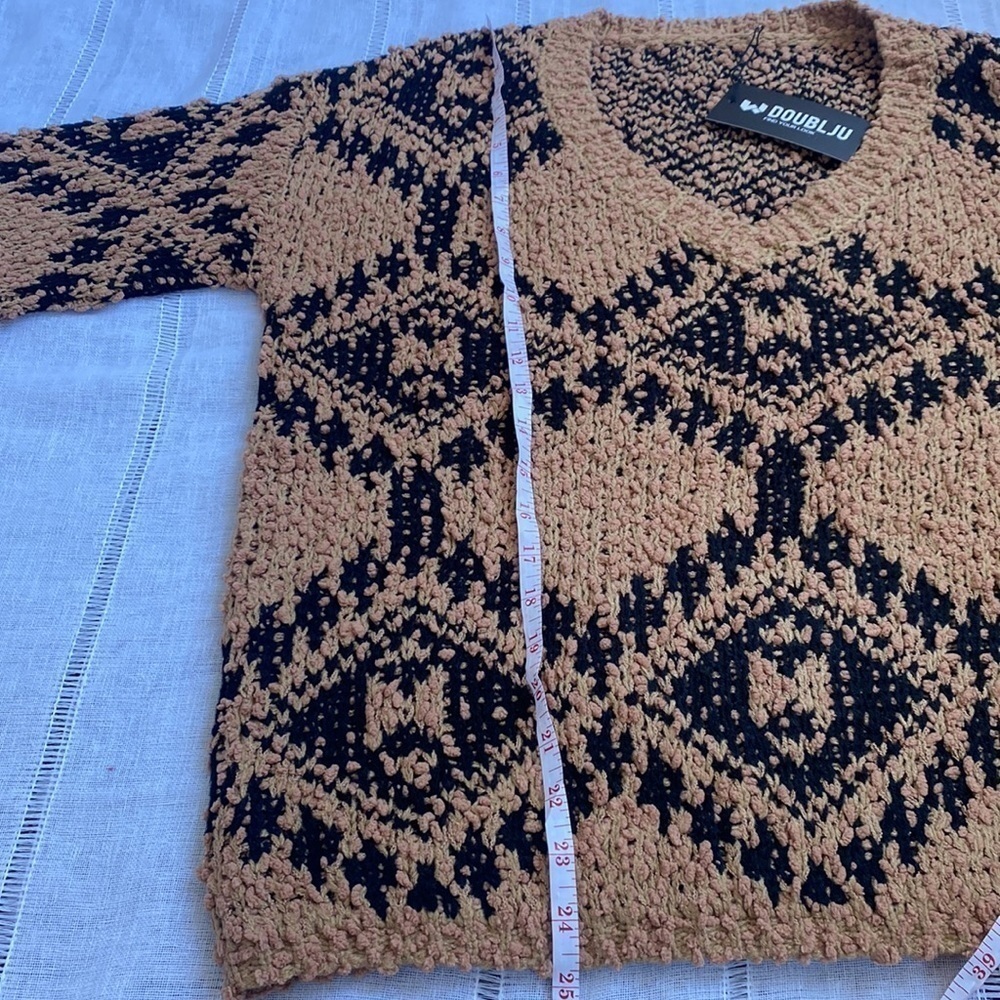 Doublju NWT distressed and oversized v-neck sweater. - Picture 8 of 11